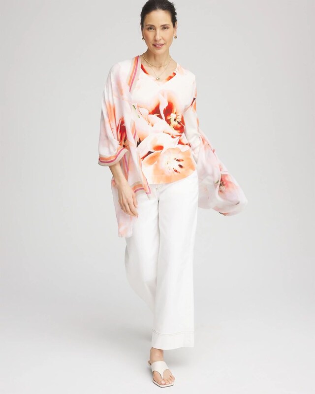 Tropical Floral 3/4 Sleeve Tee - image 2